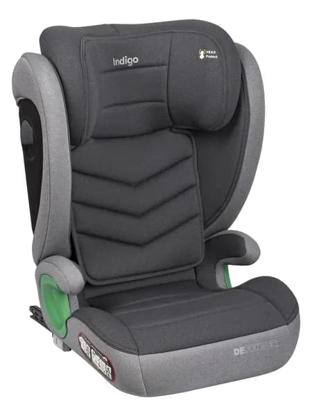 Детское автокресло бустер Indigo DEFENDER KBH307 I-SIZE Isofix растущее, от 15 до 36 кг, 2 и 3 группа, темно-серый