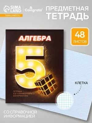 Предметная тетрадь по алгебре 3D, 48 листов, в клетку, со справочным материалом