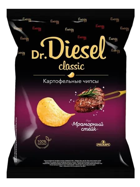 Чипсы из натурального картофеля Dr. Diesel со вкусом мраморный стейк, 120 г