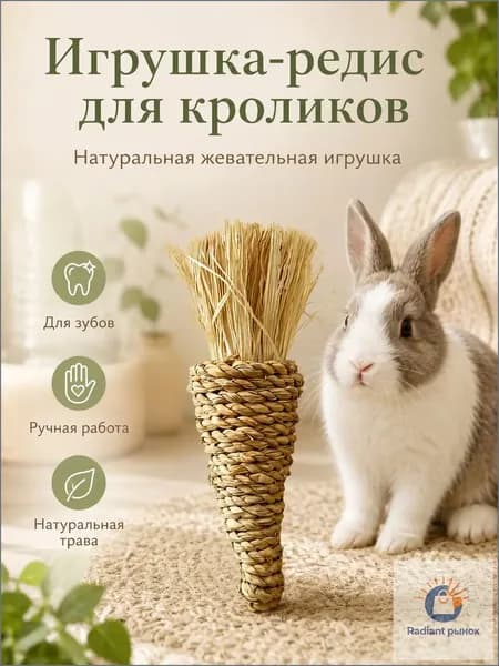 Игрушка для грызунов из натуральной травы, ручной работы. Подходит для кроликов, хомяков и других мелких грызунов, способствует естественному и здоровому стачиванию зубов.
