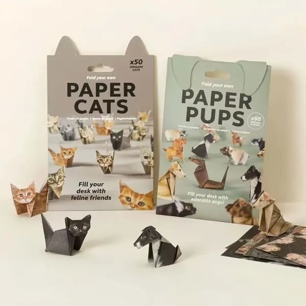3D объемное оригами, веселое оригами, ручная работа, 100шт (котенок 50шт + щенок 50шт)