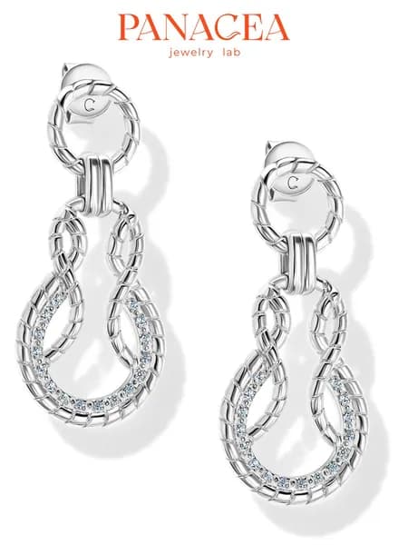 Серьги подвески из серебра 925 пробы с бриллиантами Panacea Jewelry Lab