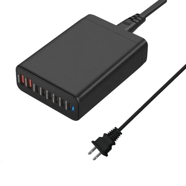 Компактный зарядный концентратор 580W с USB-C и USB-A, Черный - US