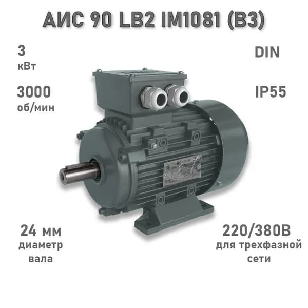 Электродвигатель ЭЛМАШ АИС 90 LB2 IM1081 (B3) (3 кВт 3000 об/мин)