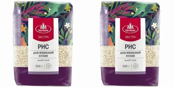 Агро-Альянс/ Крупа Рис для японской кухни Экстра, 500 г, 2 уп