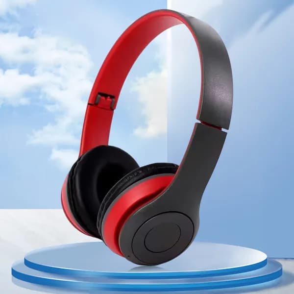 milochic Наушники беспроводные с микрофоном P47, Bluetooth, 3.5 мм, красный