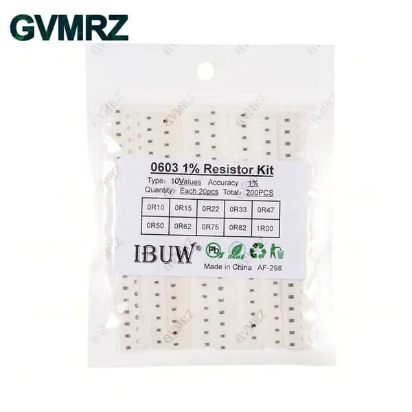 0603 1% 5% SMD Resistor Assorted Kit 10 Тип 0603 Точное сопротивление 20 1% каждый