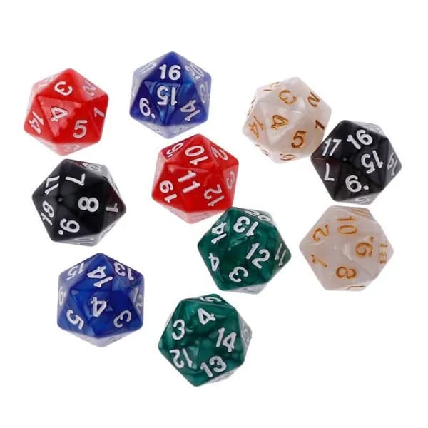 20-гранные кубики D20, 10 шт., красный