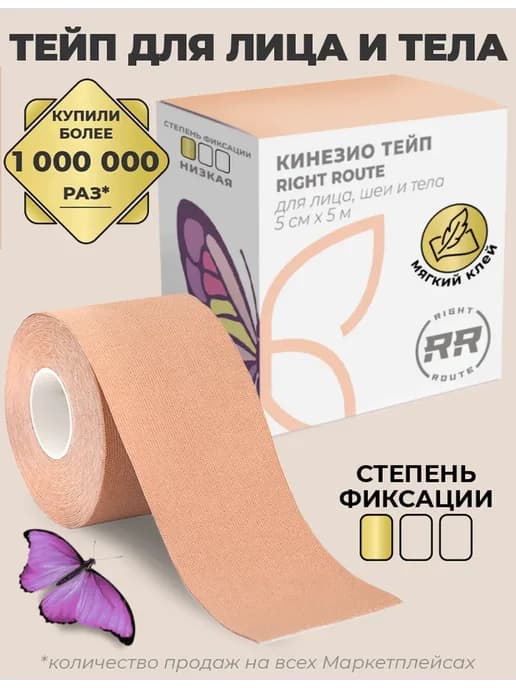 Кинезио тейп Райт Рут для лица и тела, 5см