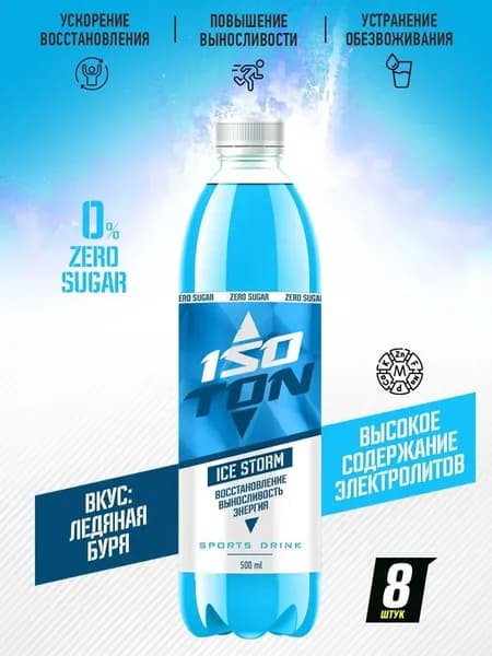 Изотоник питьевой без сахара FIT-Rx ISOTON Ледяная Буря, напиток 8 бут. по 500 мл