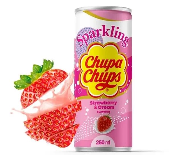 Напиток газ Chupa Chups КЛУБНИКА со сливками 250ml Корея