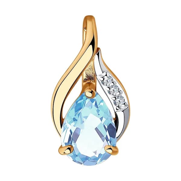 Золотая подвеска DIAMANT-ONLINE с топазом и фианитом 585 пробы