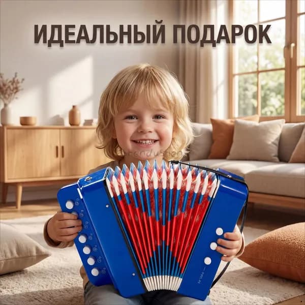 Детский аккордеон для начинающих, обучающая портативная музыкальная игрушка 7 клавиш, безопасный материал.
