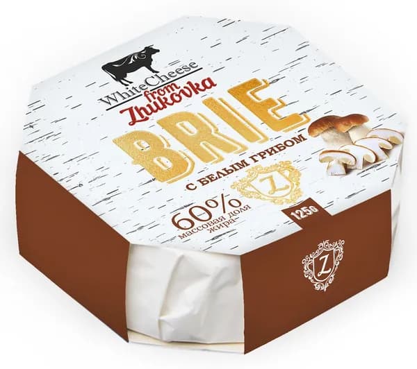 Сыр бри Whitecheese from Zhukovka с белыми грибами 60%, 125г