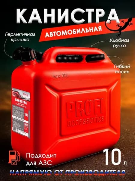 Канистра для бензина 10 л, 3ton PROFI в комплекте с крышкой
