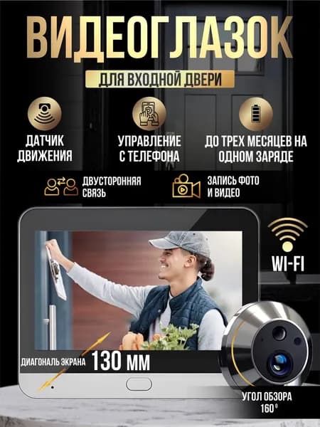 Видеоглазок для входной двери с WI-FI, умный дверной глазок Tuya с двусторонней связью