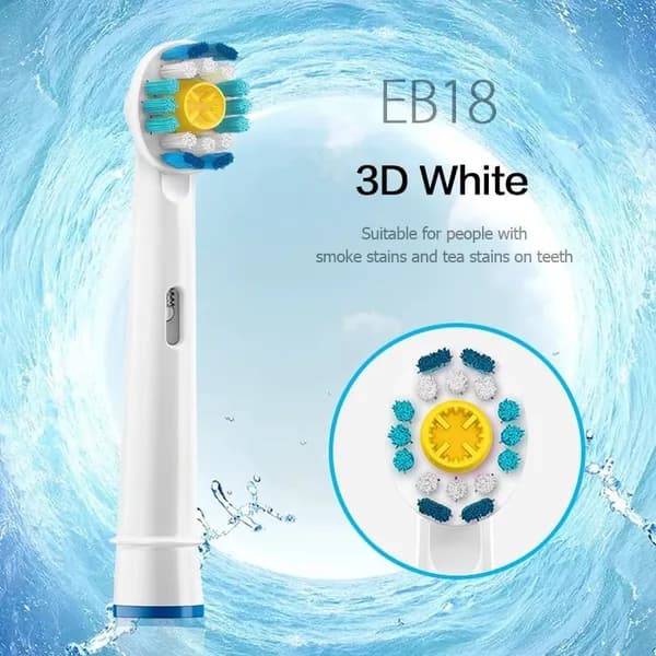 Насадки для электрической зубной щетки, 4 сменные головки для Oral B Adults модели EB17/EB18/EB20/EB25 для деликатной, глубокой и отбеливающей чистки