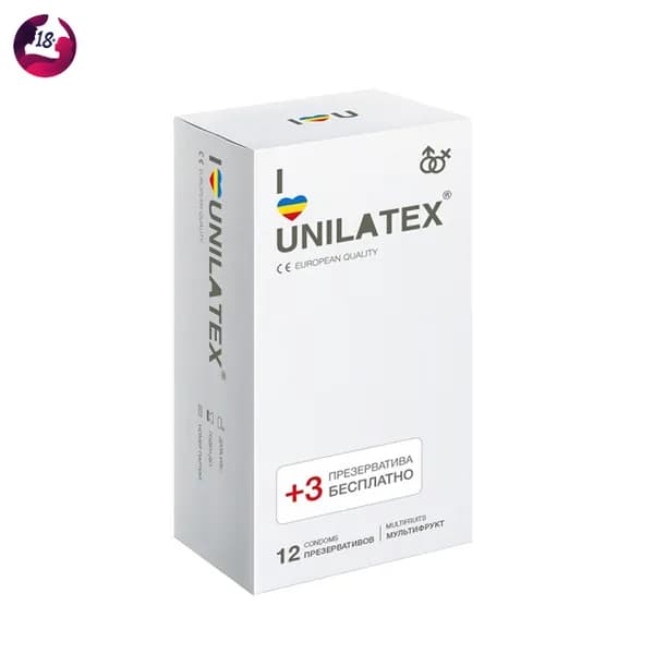 Презервативы UNILATEX Multifrutis ароматизированые, цветные №12+3 в подарок