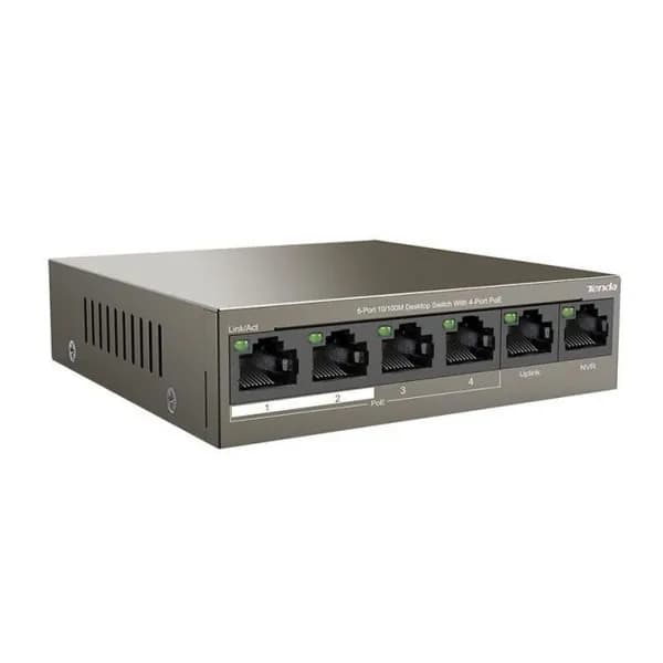 Tenda 6 портовый 10/100M 4 портовый PoE коммутатор TEF1106P-4-63W