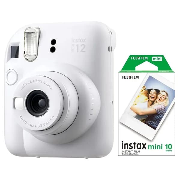 Fujifilm Компактный фотоаппарат Instax Mini 12 сиреневый + Картриджи для Instax Mini, 10 фото, белый
