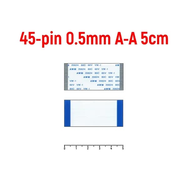 Шлейф FFC 45-pin Шаг 0.5mm Длина 5cm Прямой A-A AWM 20624 80C 60V VW-1