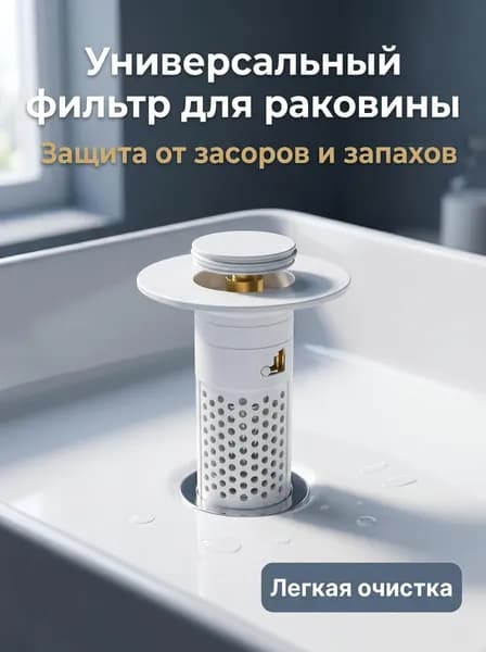 Фильтр-слив для раковины с антизапахом и поп-ап механизмом