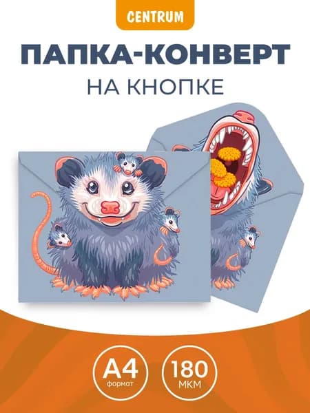 Папка-конверт на кнопке А4 Опоссум