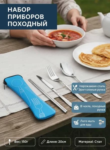 Набор столовых приборов синий