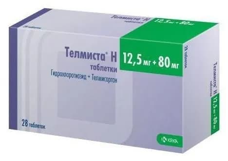 Телмиста Н, таблетки 12.5 мг+80 мг, 28 шт.