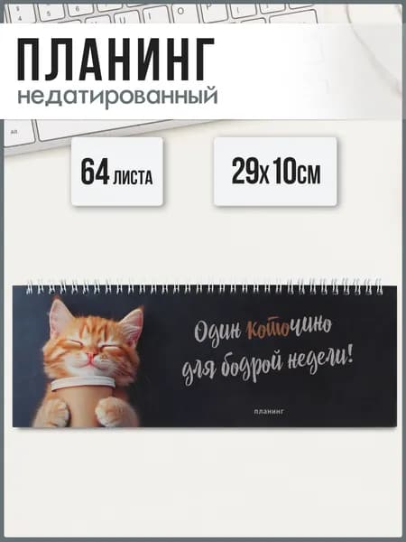 Планинг недатированный 29х10 см 64л на гребне по длинной стороне под глянцевой ламинацией