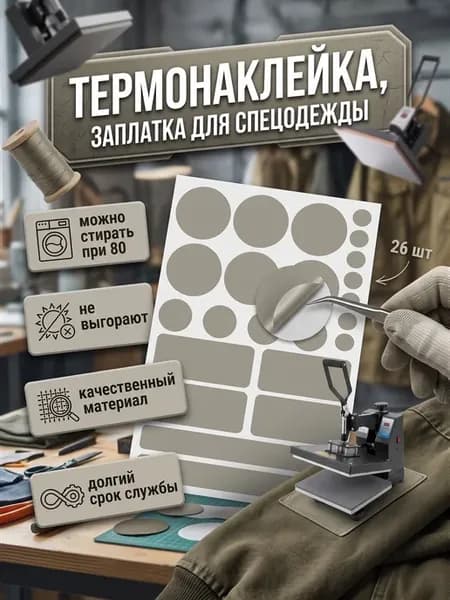 Термонаклейки заплатки для ремонта спецодежды серые