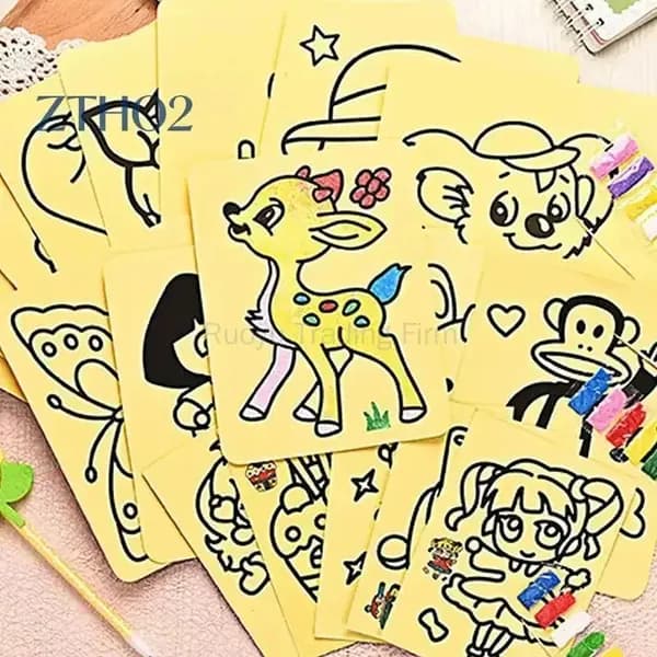 Набор для песочной живописи, детский DIY, 10 листов с желтой основой и цветным песком