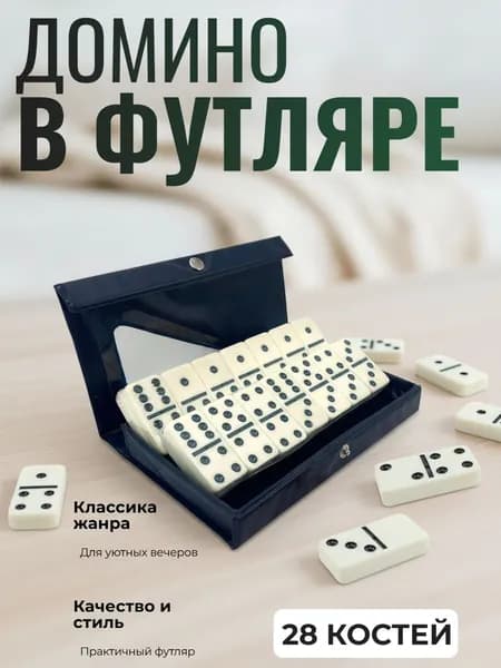 Домино в кожаном футляре (Черное)