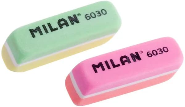 Ластик MILAN 6030, трехслойный, 56*15*12мм,2штуки. Цвет выбирается случайно