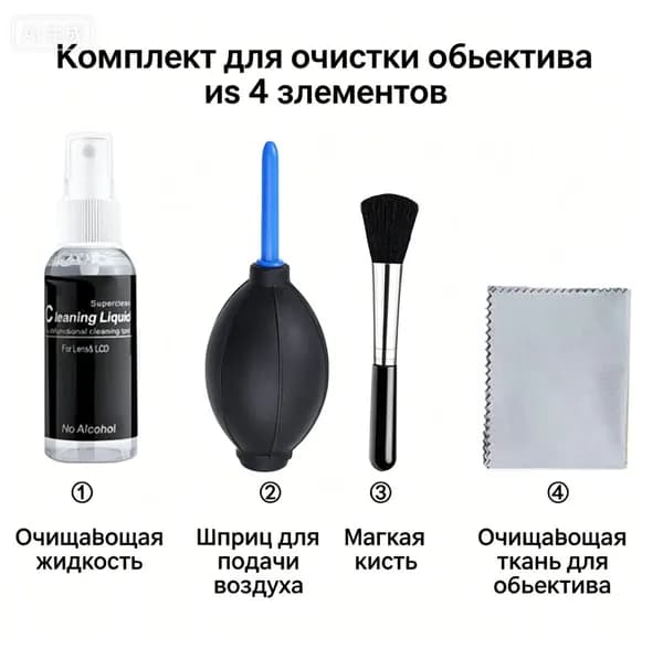 Эксклюзивный комплект NISARA для ухода за оптикой и фотоаппаратом, 4 предметов-продвижение