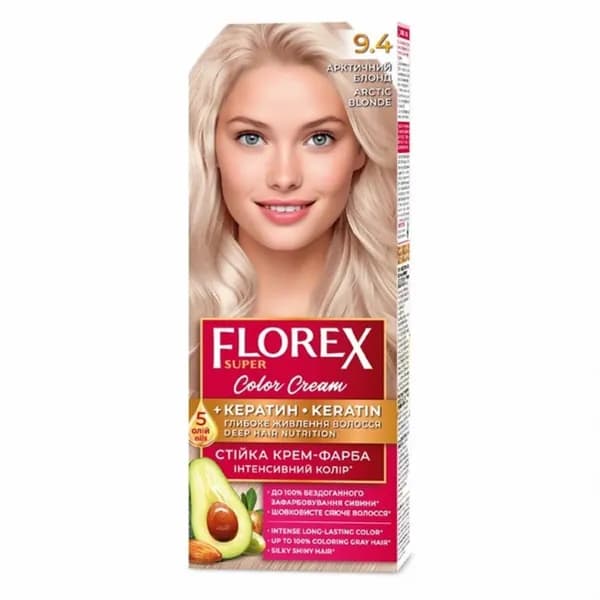 Краска для волос Florex-Super КЕРАТИН 9.4 Арктический блонд