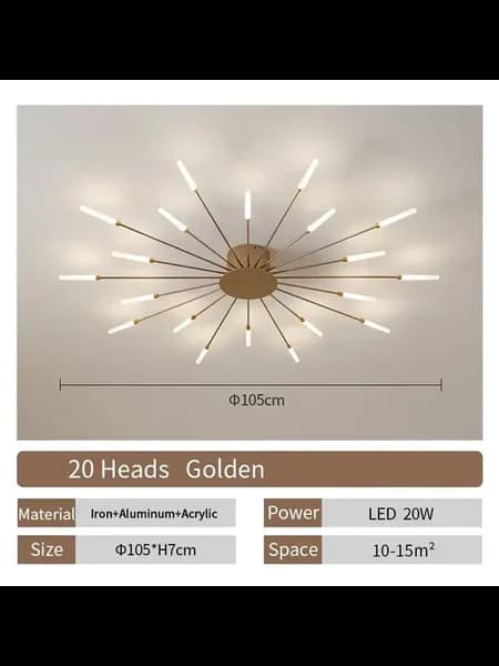 Потолочный светильник 20 головок Golden, LED, диммируемый