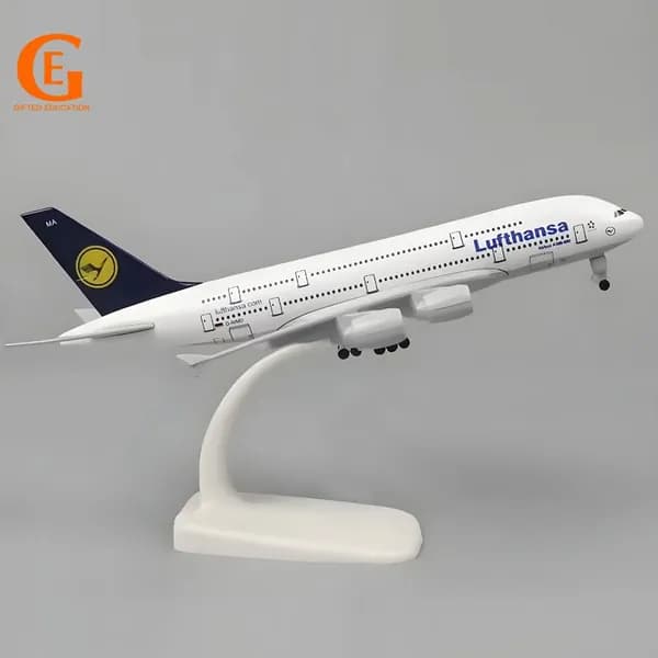 Металлическая Модель Пассажирского Самолета Lufthansa Аэробус 380, 20CM С Колесами