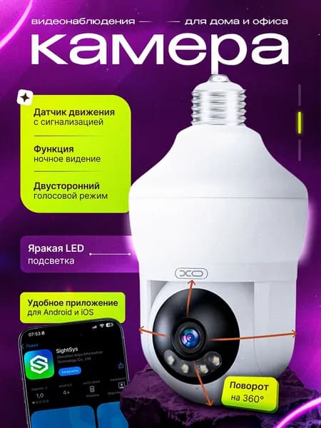 Камера видеонаблюдения wifi для дома ; поворотная с датчиком движения , цвет: белый CR14 Pro