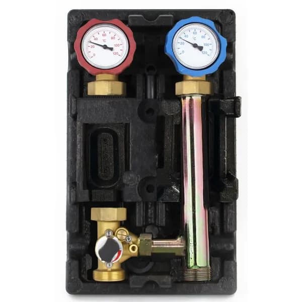 Насосная группа ROMMER RDG-0002-012501 с термостатическим смесительным клапаном (20-40 С) 1" без насоса ФУМ лента