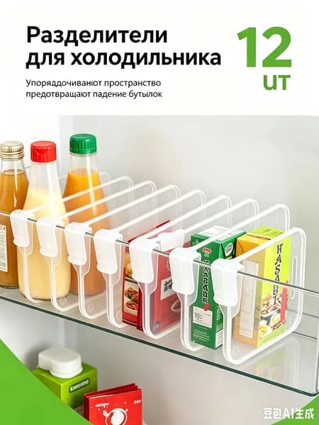 Разделитель для полок в дверь холодильника, перегородка в органайзер, комплект 12 шт