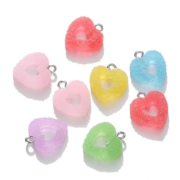 Подвеска из смолы градиентного цвета,форма сердца 15.5*18мм,10шт