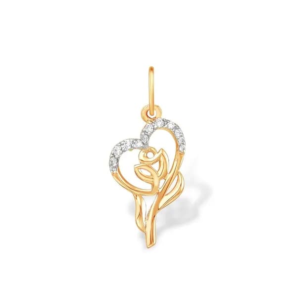 Подвеска на шею с фианитами из красного золота 375 пробы 585GOLD
