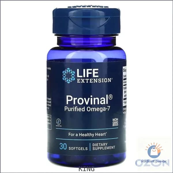 Life Extension, Provinal, очищенная форма омега-7, 30 капсул KING