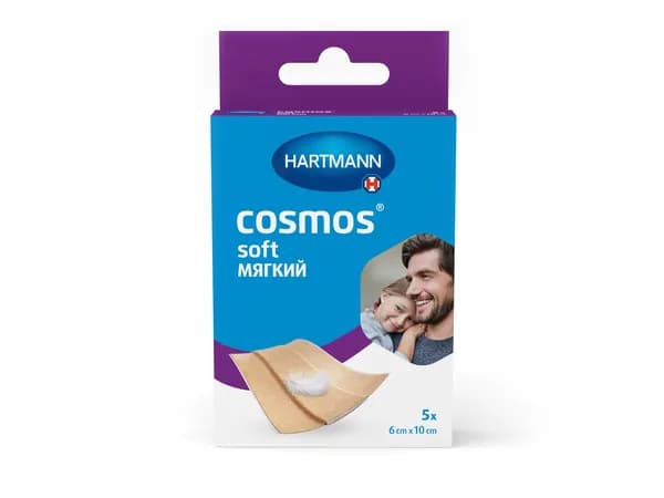 Cosmos soft МЯГКИЙ Пластырь медицинский нестерильный, телесный, 6 х 10 см, 5 шт