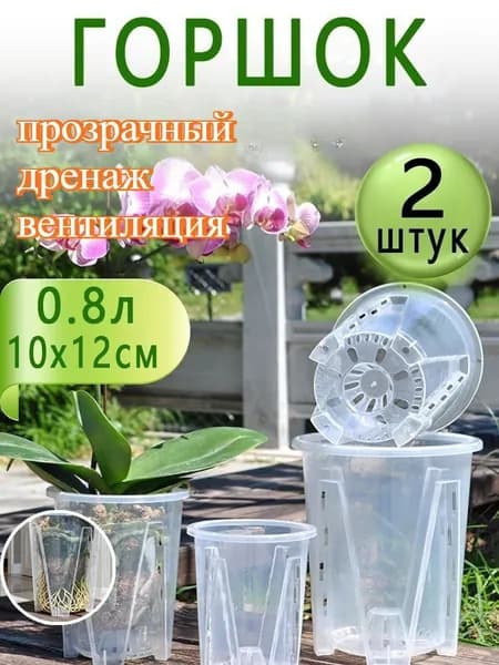 Вазон 0.8 л, 16 см, 2 шт, цвет прозрачный