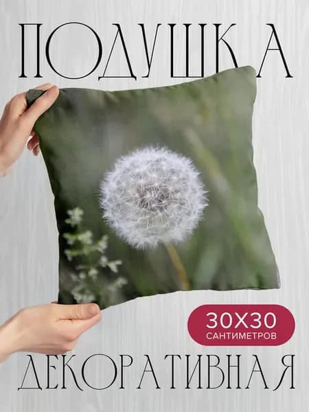 Подушка декоративная, 30x30см Макро одуванчик пух