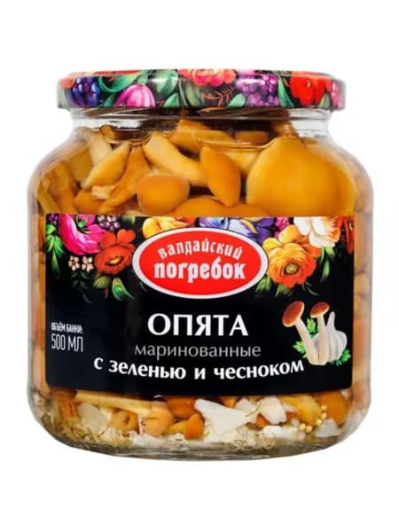 Валдайский погребок Опята маринованные с зеленью и чесноком, 500 мл