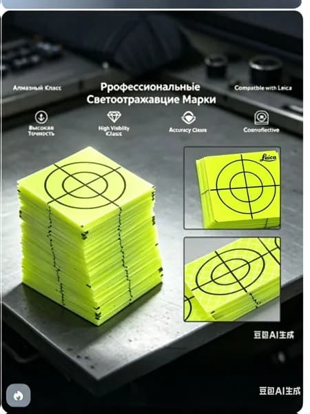 Светоотражающие марки Алмазного класса для тахеометра (Желто-зеленый), самоклеящиеся геодезические наклейки для строительства и туннелей, совместимы с Leica