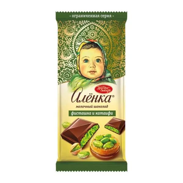 Молочный шоколад с фисташкой и катаифи Аленка 87г